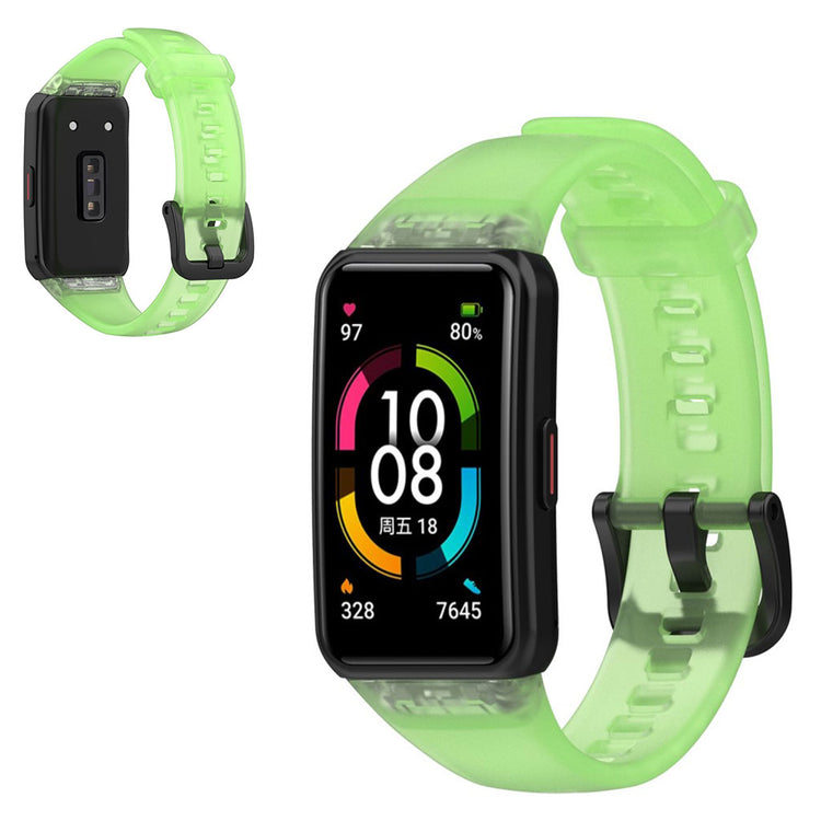 Mega cool Honor Band 6 Silikone Rem - Grøn#serie_4