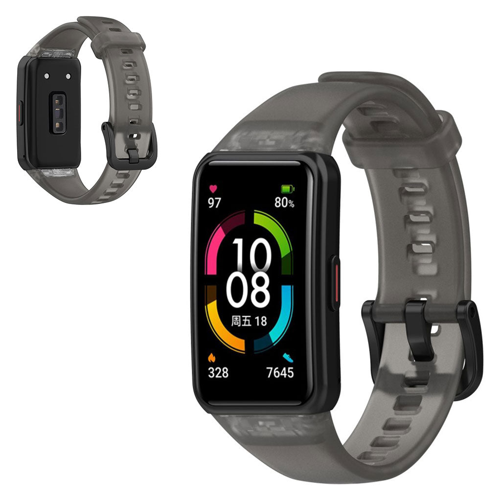 Mega cool Honor Band 6 Silikone Rem - Sort#serie_6