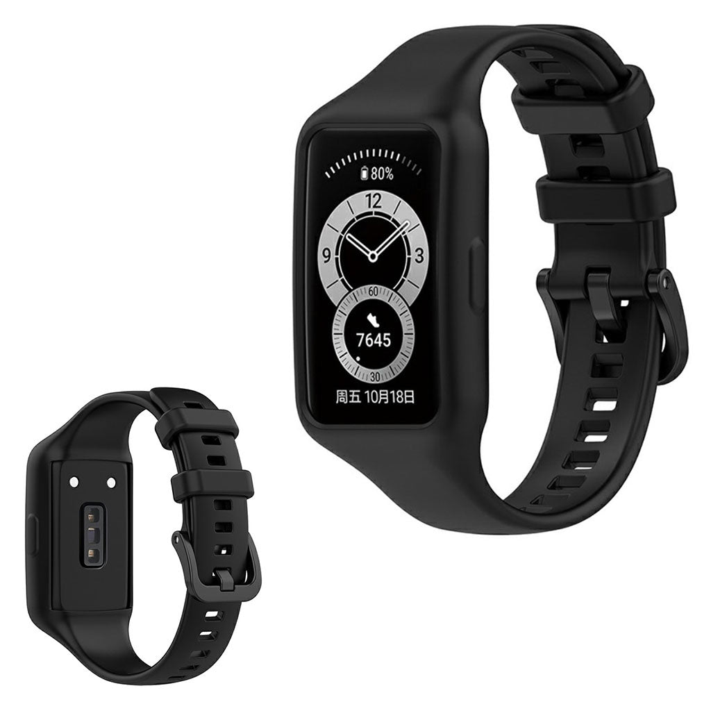 Mega skøn Honor Band 6 Silikone Rem - Sort#serie_9