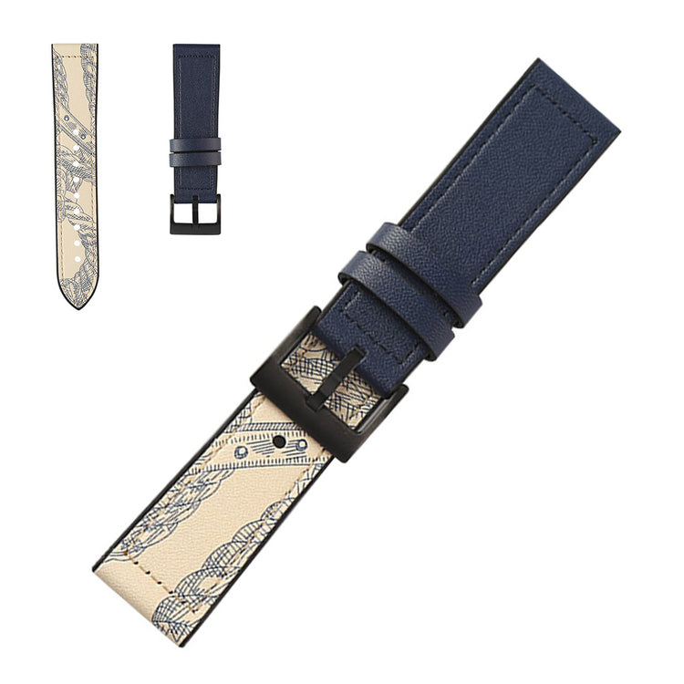 Meget fantastisk 22mm Kunstlæder og Silikone Rem - Blå#serie_10