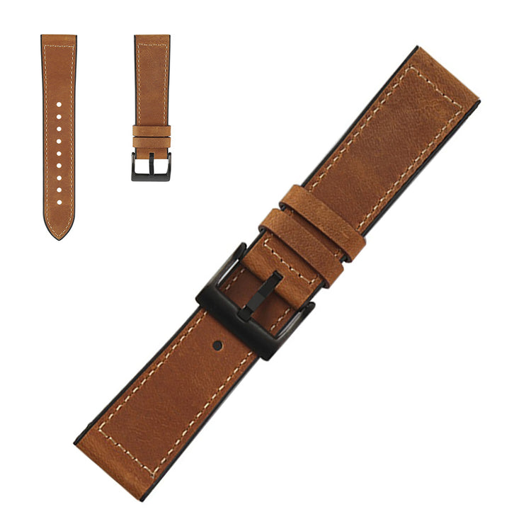Meget fantastisk 22mm Kunstlæder og Silikone Rem - Brun#serie_4